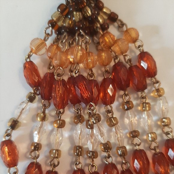 Amber Brown and Clear Colored Beaded Tassel 5.5 Inches Crafts - Picture 3 of 8